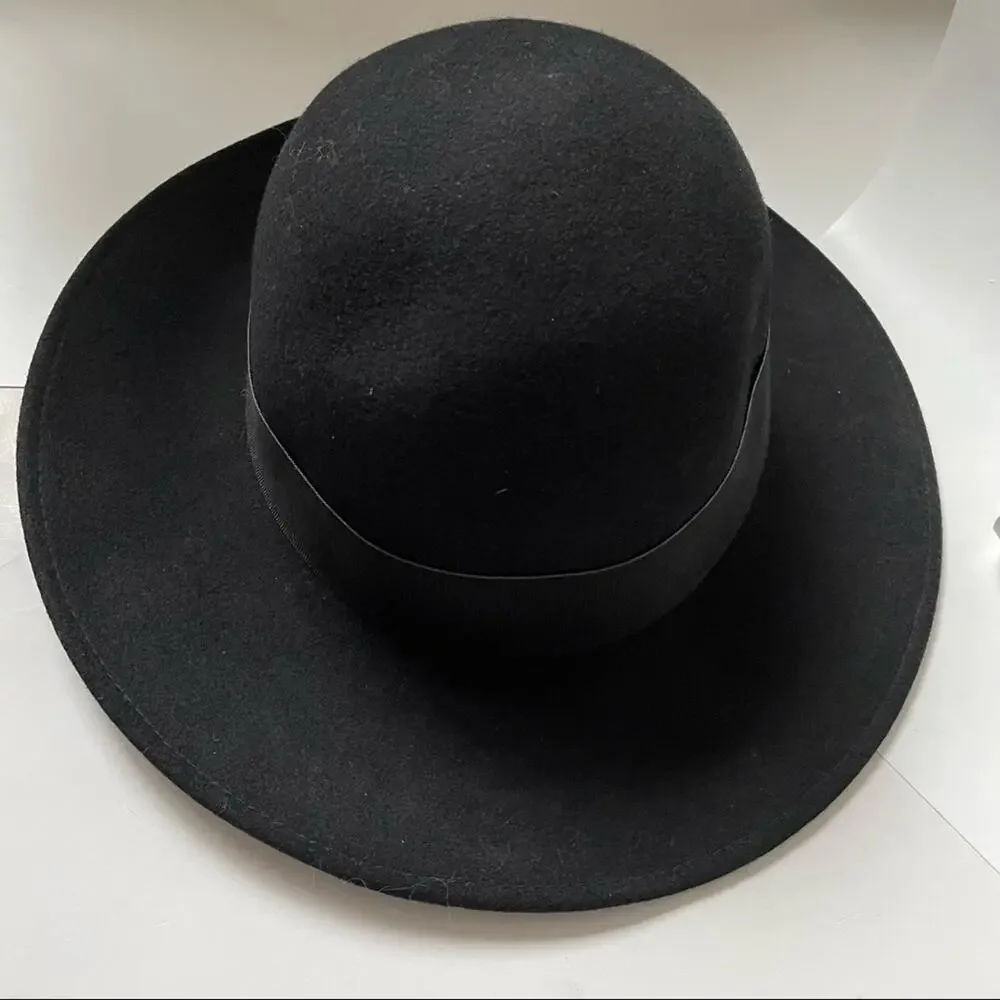 Vintage Felted Wool Cloche Hat Ribbon Bow Trim Made in Italy Black EUC - Picture 6 of 10